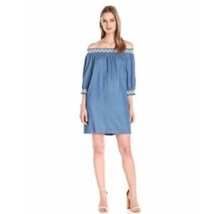 Trina Turk Denim Off-Shoulder Dress Size L